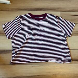 Madewell Burgundy and White Striped Tee